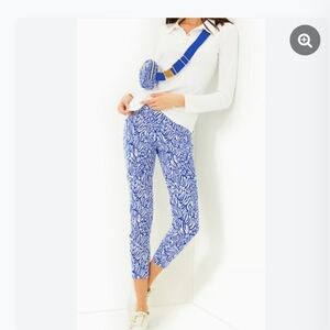 Lilly Pulitzer Luxetic Pants Martinique Blue Zee Bebe Patterned Women's 12